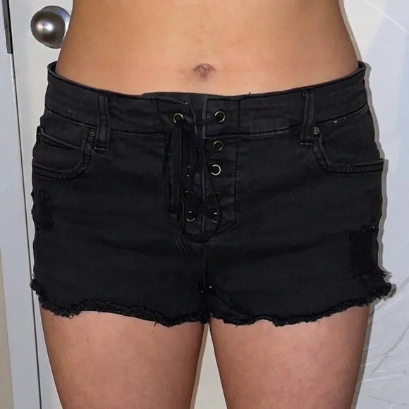 Black billabong lace up Jean shorts